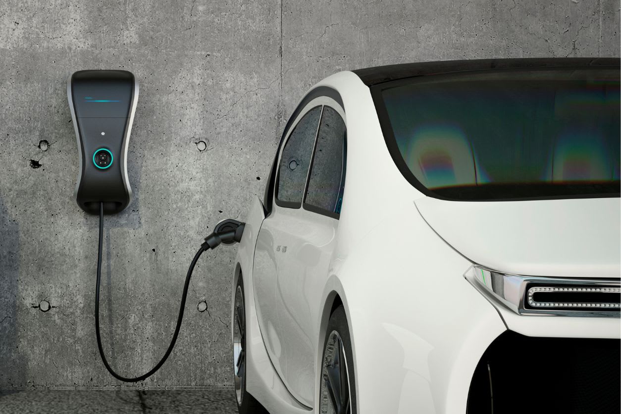 Charging white vehicle